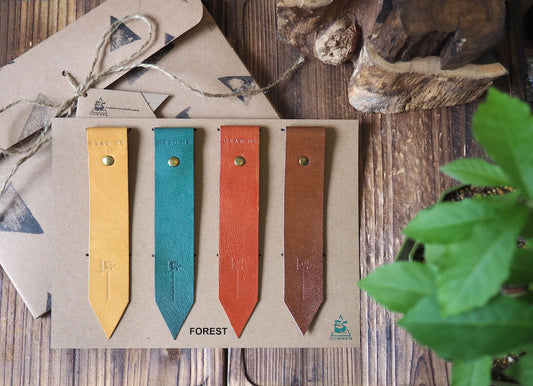 Natural Forest Handmade Leather Bookmark Holiday Gift Set | ES Corner