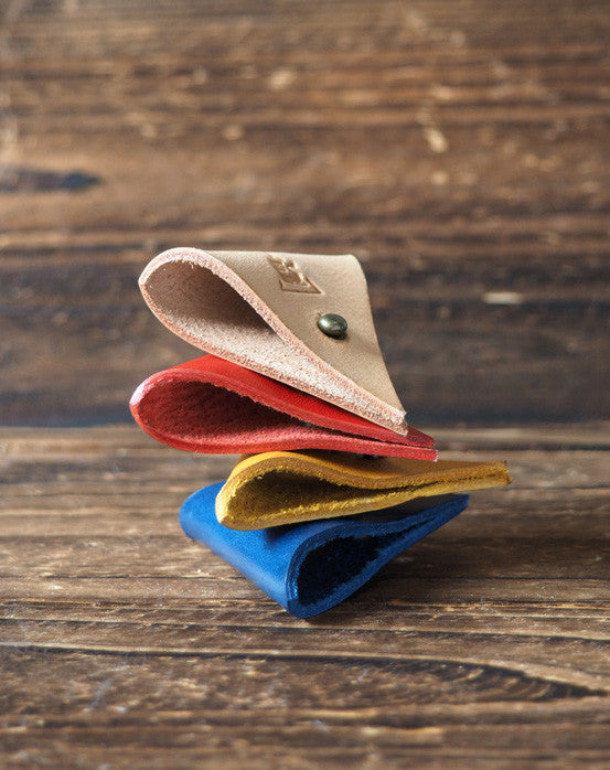 ES Corner Leather Cord Holder Cord Organizer natural nude red yellow blue color options