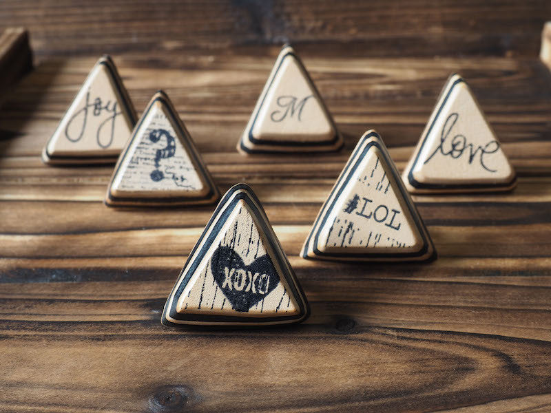 ES Corner Handmade Minimal Style Leather Ring Triangle Shape 5 Layers XOXO LOL Love Initial and more