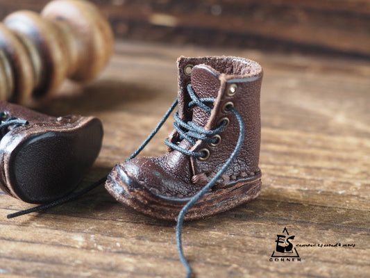 🔨👞 MINIATURE LEATHER BOOTS IN 1/6 SCALE! #DARK BROWN | Handmade Leather Goods | gifts for men | gifts for women | ES Corner