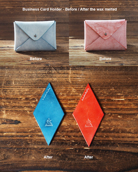 Business Card Holder - Before / After the wax melted