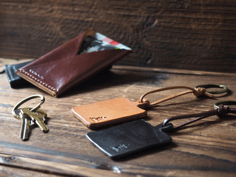 ES Corner Handmade Leather Kitchen Cutting Board Keychain Black Natural Nude with card holder Brown
