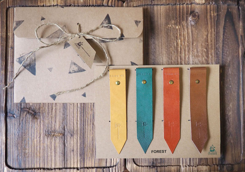 Natural Forest Handmade Leather Bookmark Holiday Gift Set Gift for Reader| ES Corner