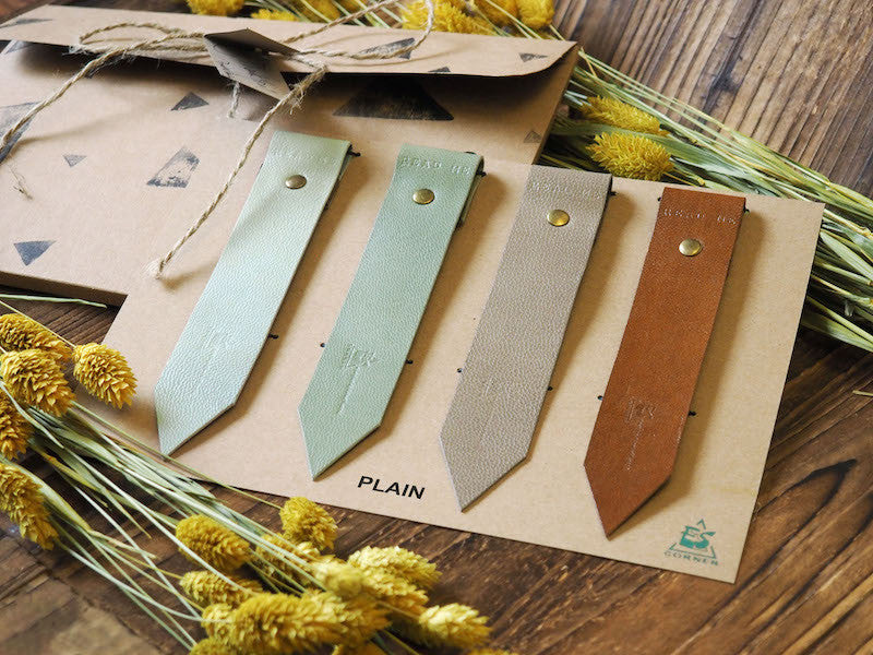 Natural Plain Countryside colors Handmade Leather Bookmark Christmas Gift Set Green Grey Brown Gifts Idea | ES Corner