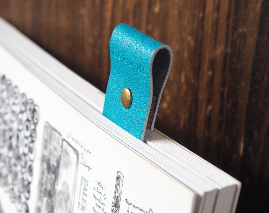 ES Corner Handmad Leather Bookmarks Sky Blue with quality Goat Skin Leather from Japan