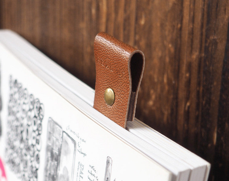 ES Corner Handmade Goat skin Leather Bookmarks with READ ME Dark Brown
