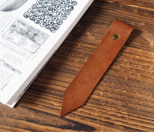 ES Corner Handmade Leather Bookmarks with Read Me Bookmark Dark Brown 