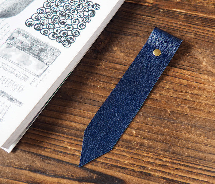 ES Corner Handmade Leather Bookmarks with Read Me Bookmark Navy Blue