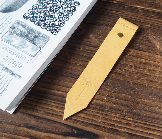 ES Corner Handmade Leather Bookmarks with Read Me Bookmark Yellow