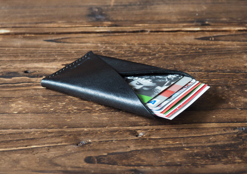 ES Corner Leather Minimalist Credit card Business card holder Black everyday carry