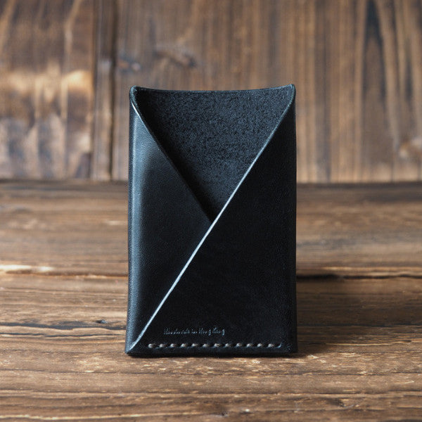 ES Corner Leather Minimalist Card Holder Credit card Business card holder Black Front