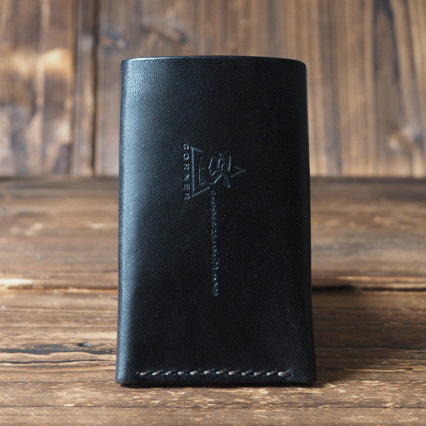 ES Corner Leather Minimalist Card Holder Credit card Business card holder Black Back