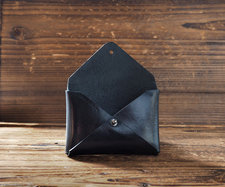 ES Corner Handmade Leather Minimal Business Card Holder Slim Wallet Black business gifts