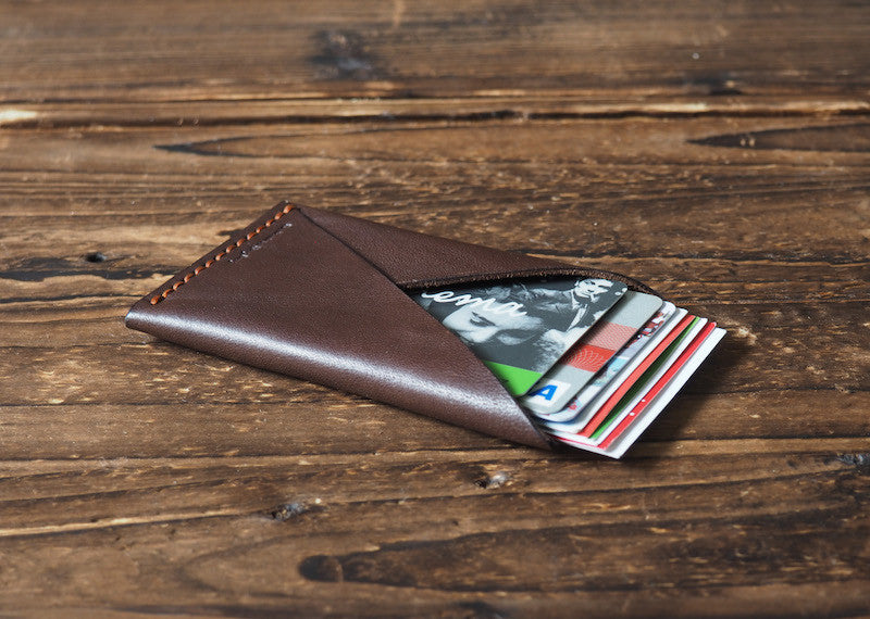 ES Corner Leather Minimalist Credit card Business card holder Dark Brown