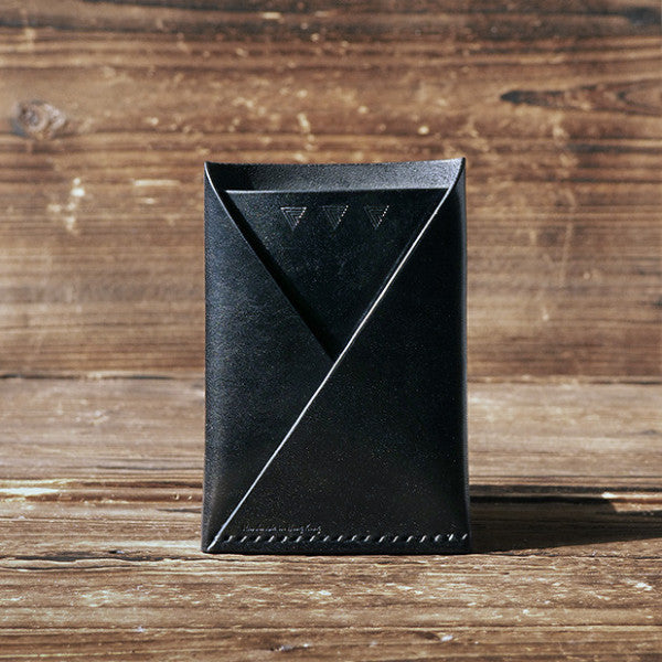 ES Corner Leather Minimal Folded Card Wallet Slim Card Wallet Travel wallet Credit card holder Black