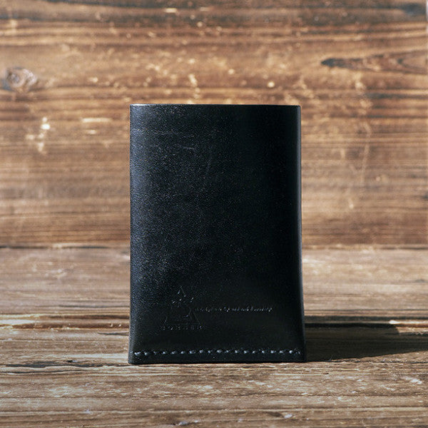 ES Corner Leather Minimal Folded Card Wallet Slim Card Wallet Credit card holder Black Back