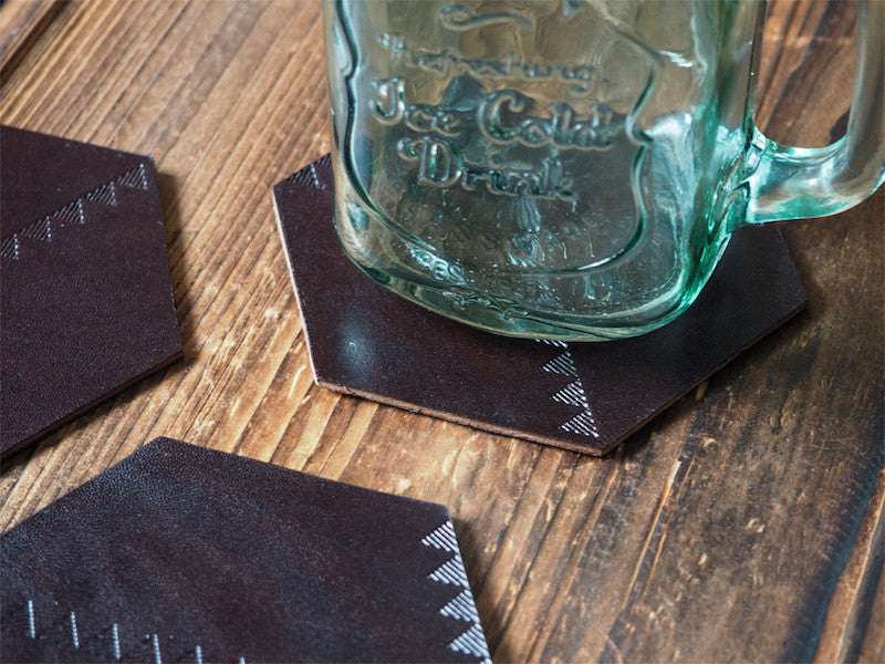 ES Corner Handmade Leather Coffee Coaster Dark Brown Quality Italian Vegetable tanned Leather