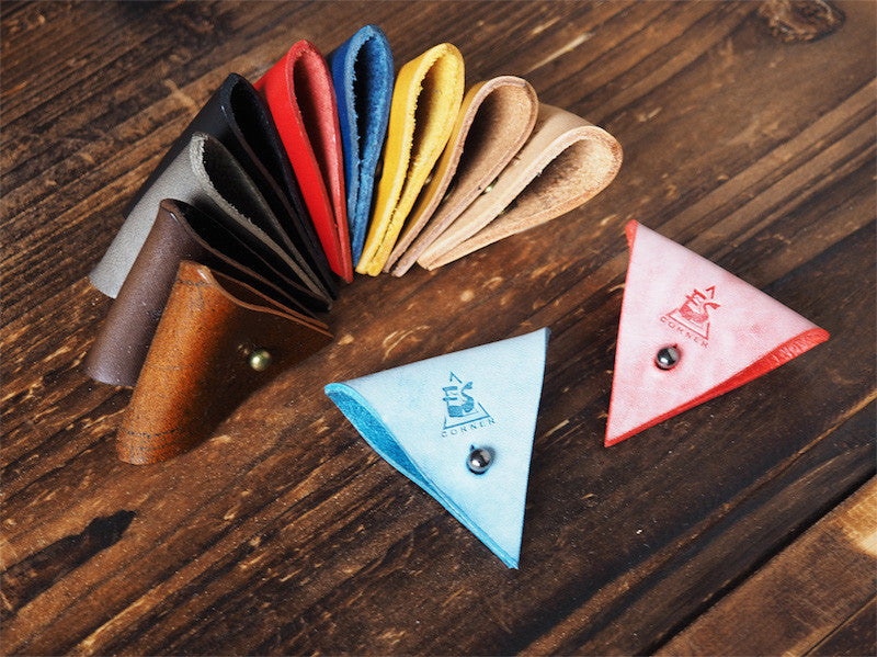 ES Corner Leather Cord Holder Red Blue coated wax 12 colors options
