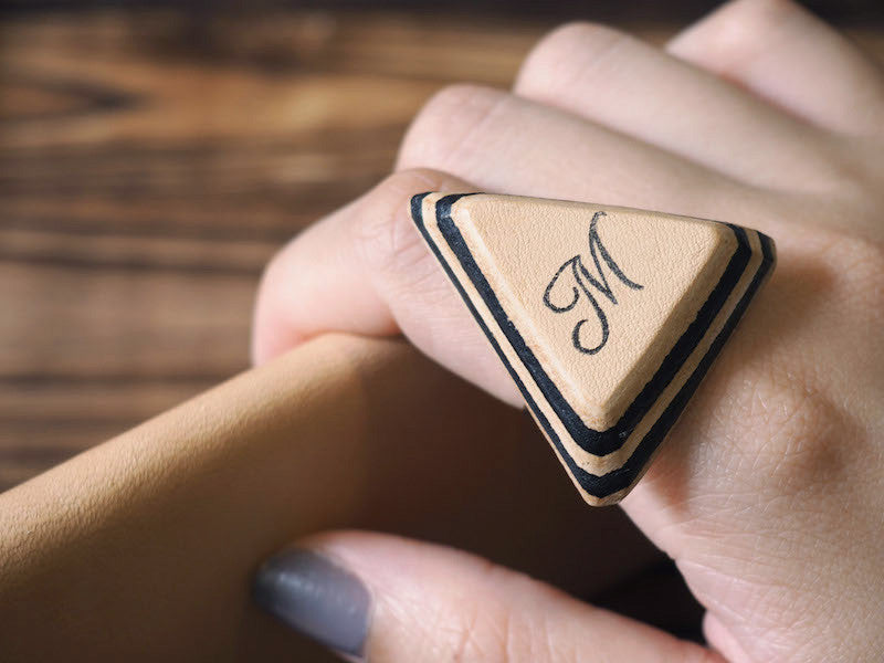 ES Corner Handmade Minimal Leather Hand cut Triangle Ring Geometric Gifts 