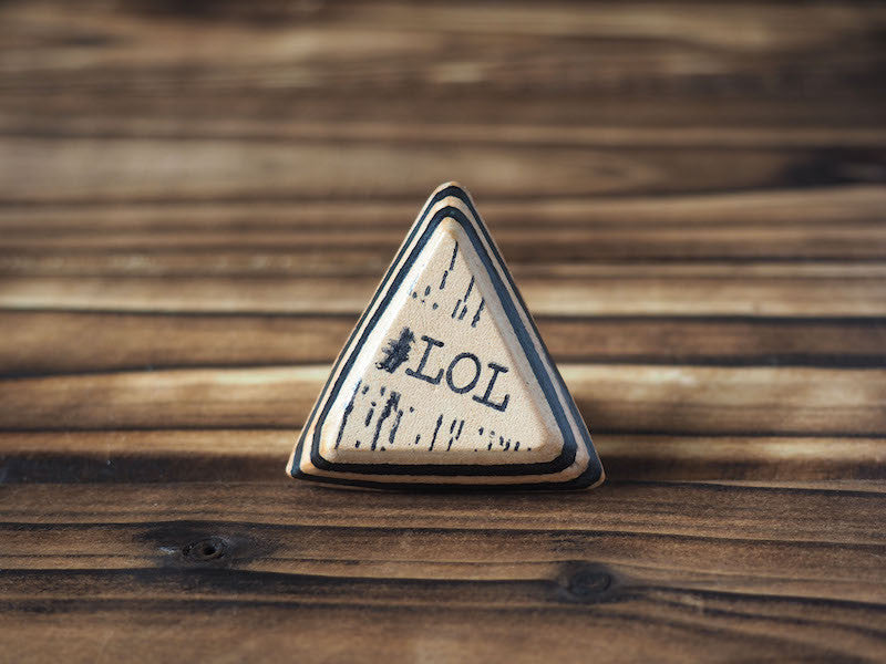 ES Corner Handmade Leather Accessories Triangle Ring Acronym Laugh Out Loud Natural Nude