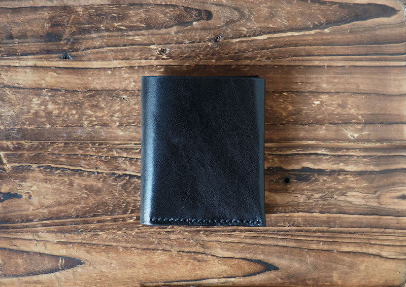 Leather Mens Wallet Peak Billfold Wallet Slim card wallet #Black | ES Corner