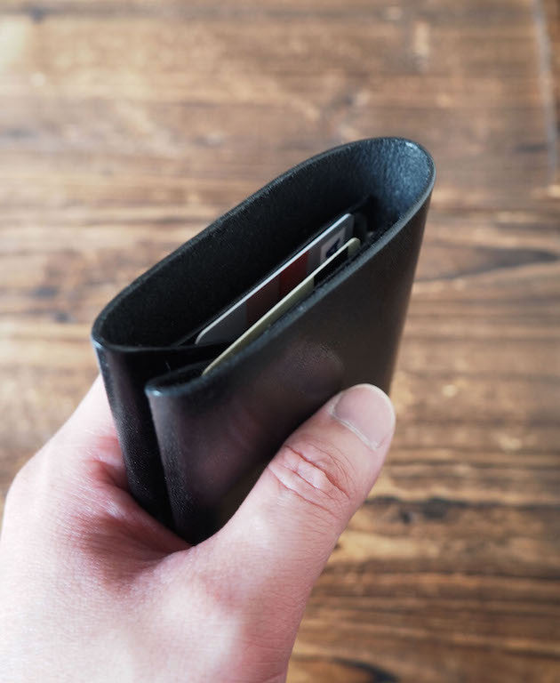 Black Slim Card Wallet Peak Billfold Wallet credit card holder minimalist wallet mens everyday carry | ES Corner