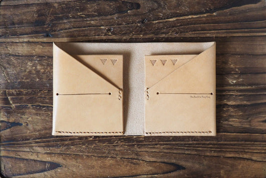 Leather Mens Wallet Peak Billfold Wallet Slim card wallet #Natural Nude Light Brown | ES Corner