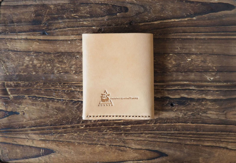 Handmade Leather Peak Billfold Wallet Slim Wallet Mens wallet #Natural Nude | ES Corner