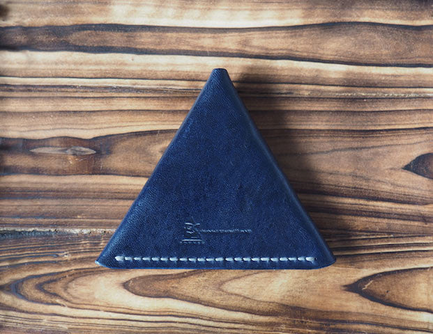 Leather Triangle Coin Purse #Blue | Back | ES Corner