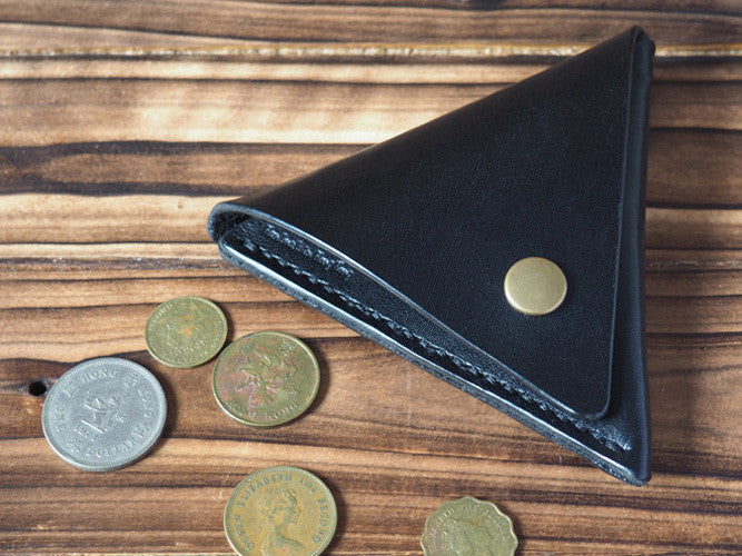 Handmade Leather Triangle Coin Purse #Black | ES Corner
