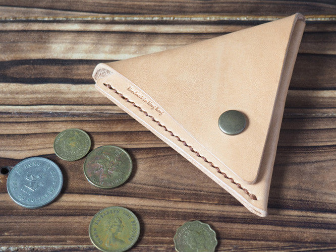 Handmade Leather Triangle Coin Purse #Natural Nude | ES Corner