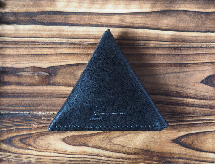 Leather Triangle Coin Purse #Black | Back | ES Corner