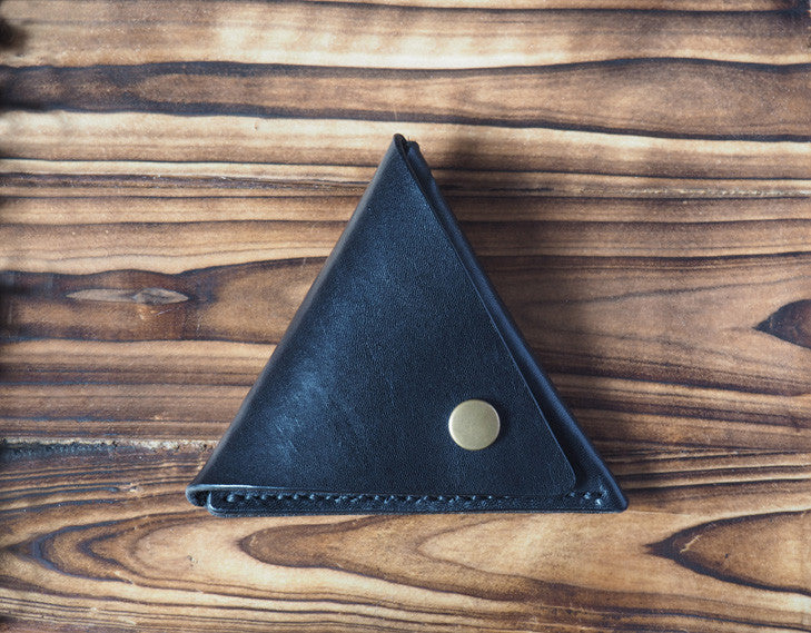 Leather Triangle Coin Purse #Black | ES Corner