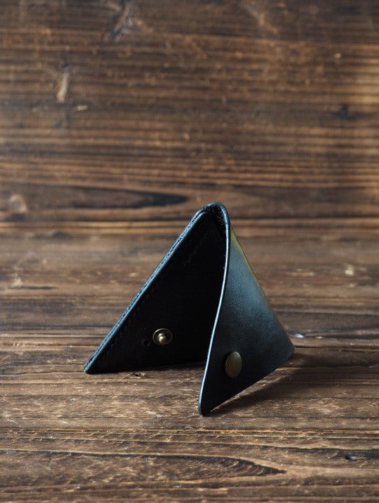 Leather Triangle Coin Purse #Black | Art | ES Corner