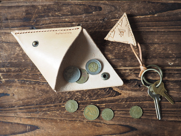 Handmade Leather Triangle Coin Purse #Natural Nude | ES Corner