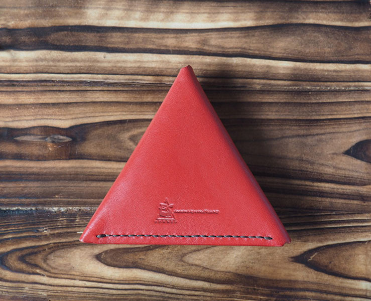 Leather Triangle Coin Purse #Red | Back | ES Corner