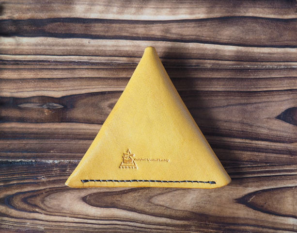Leather Triangle Coin Purse #Yellow | Back | ES Corner