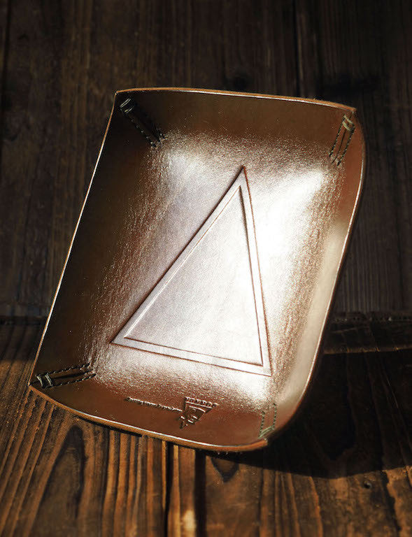 ES Corner Handmade Leather Valet Tray Stash Tray #Brown | Triangle