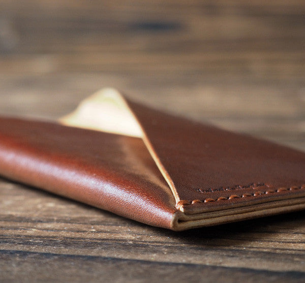 ES Corner Hand stitched Folded Leather iPhone Case Whiskey Brown