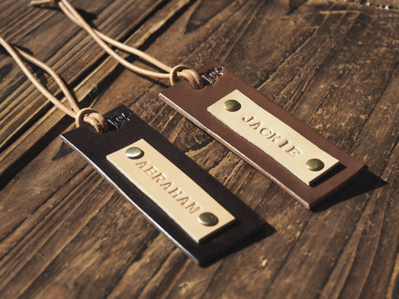 ES Corner Handmade Personalized Leather Luggage Tag Dark Brown and Brown available