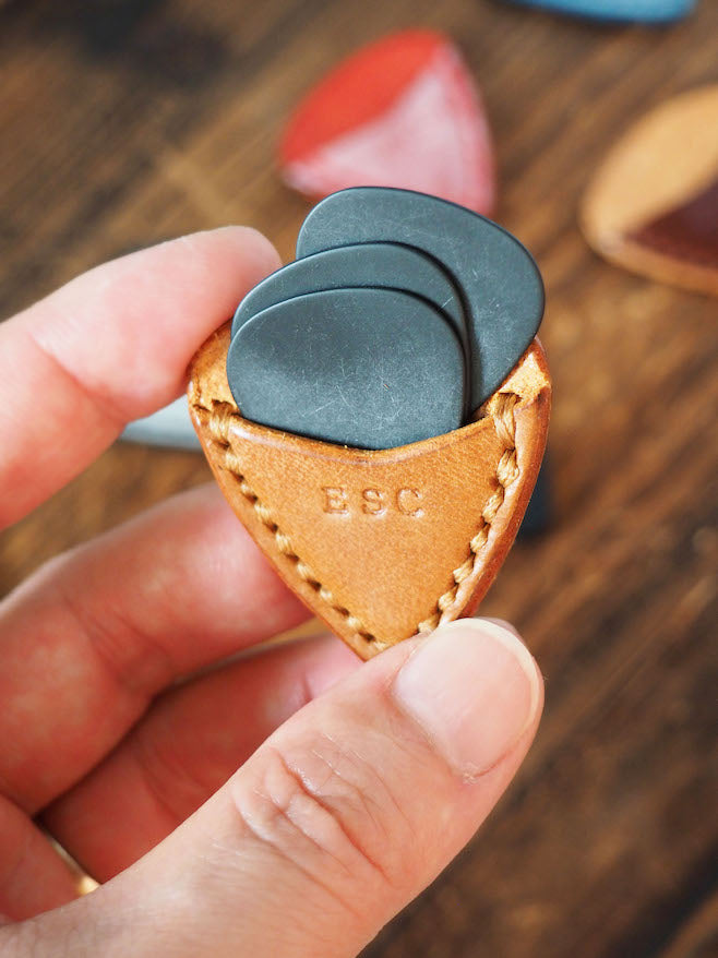 Personalized Teardrop Guitar Pick Holder #Brown | Handmade Leather Goods | Personalized Gifts | ES Corner