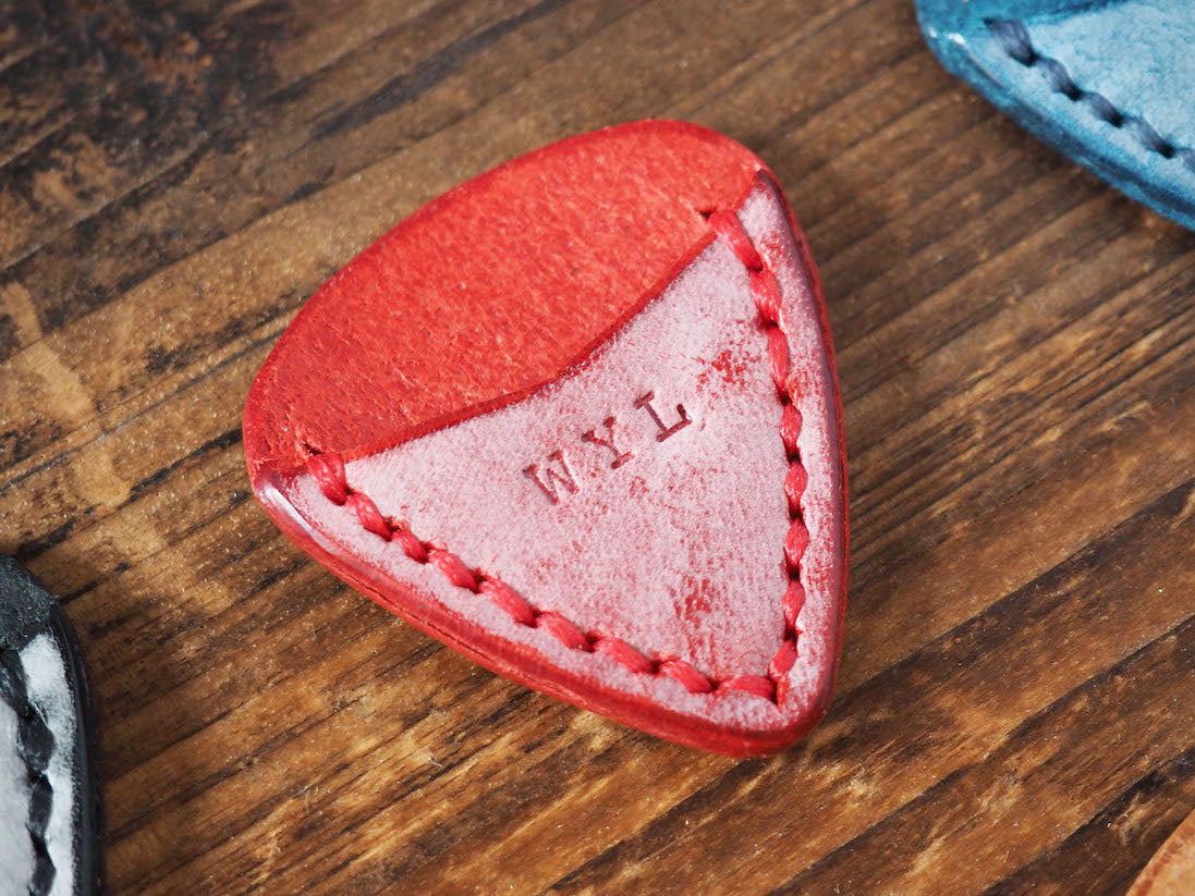 Personalized Teardrop Guitar Pick Holder #Ghost Red | Handmade Leather Goods | Personalized Gifts | ES Corner