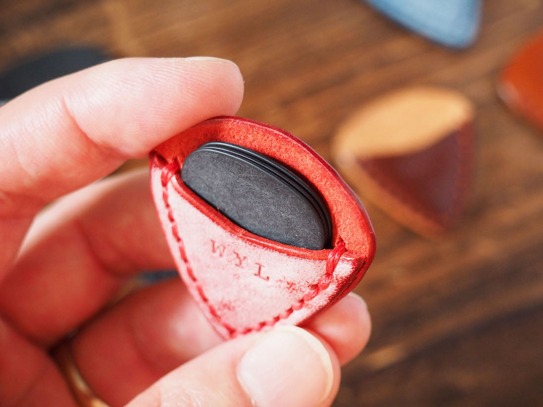 Personalized Teardrop Guitar Pick Holder #Ghost Red | Handmade Leather Goods | Personalized Gifts | ES Corner