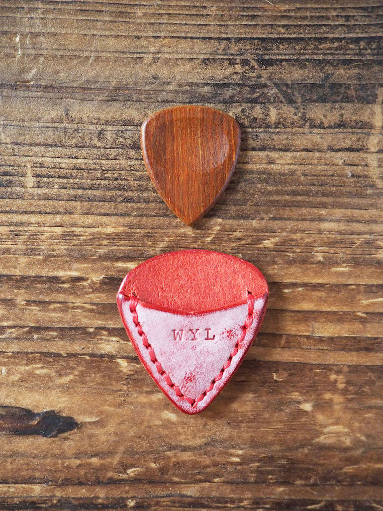 Personalized Teardrop Guitar Pick Holder #Ghost Red | Handmade Leather Goods | Personalized Gifts | ES Corner