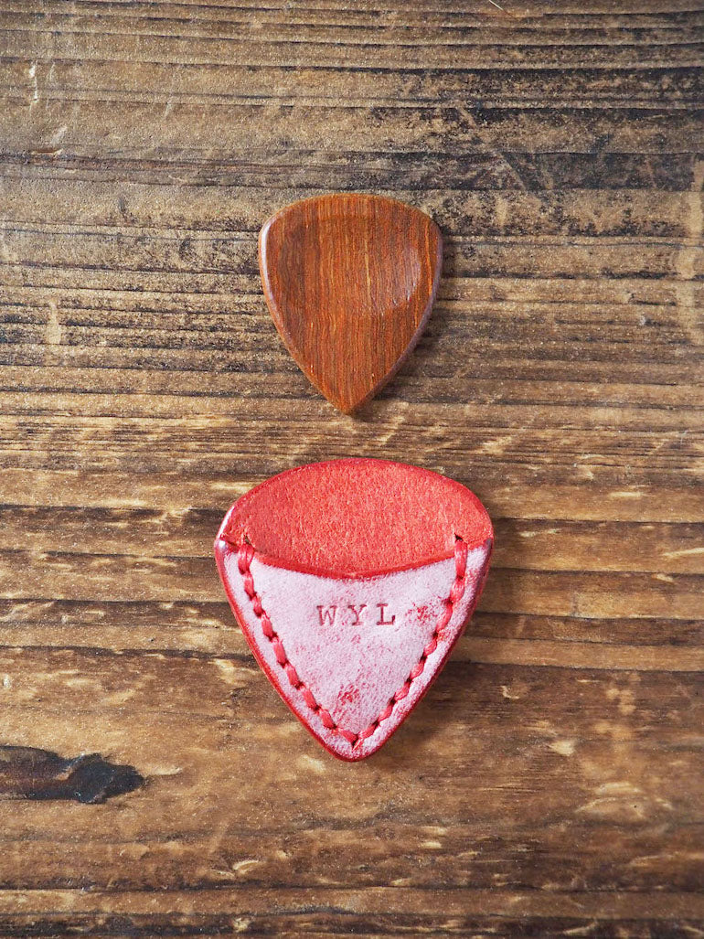 Personalized Teardrop Guitar Pick Holder #Ghost Red | Handmade Leather Goods | Personalized Gifts | ES Corner