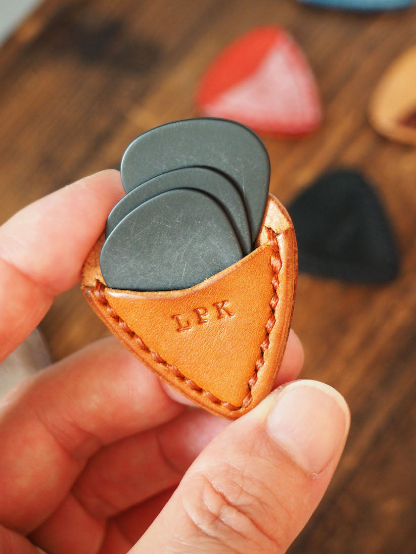 Personalized Teardrop Guitar Pick Holder #Honey Brown | Handmade Leather Goods | Personalized Gifts | ES Corner