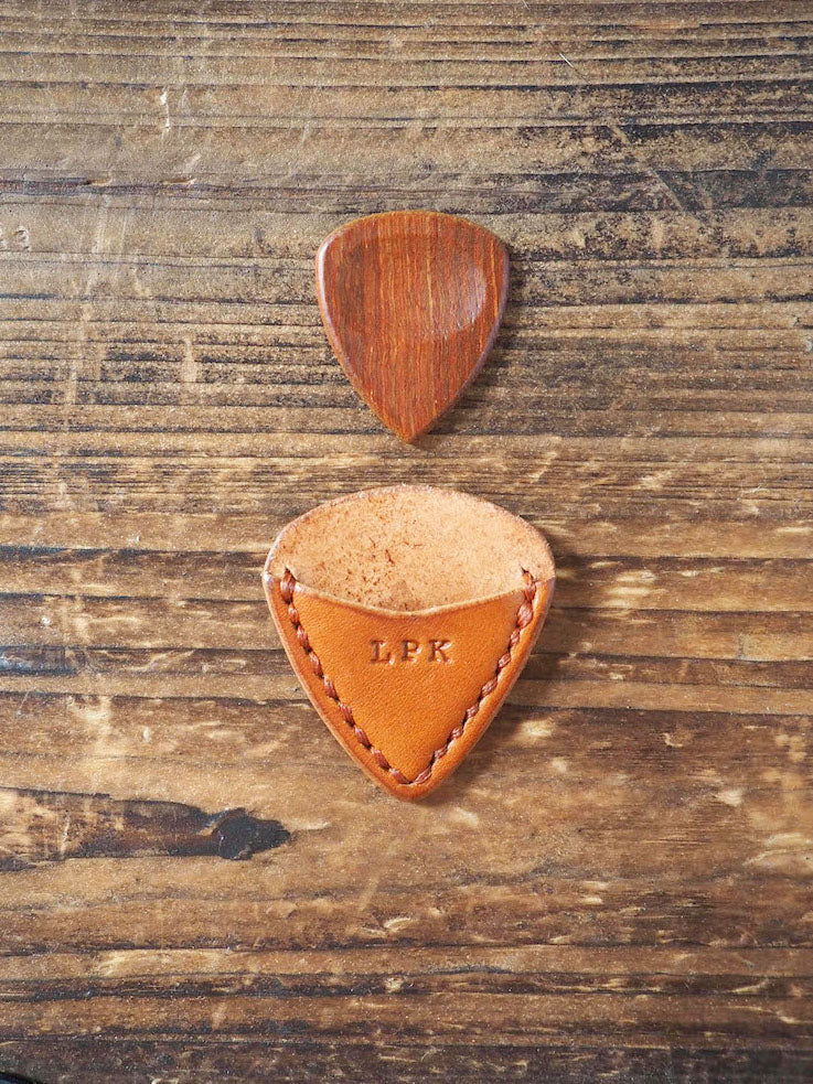 Personalized Teardrop Guitar Pick Holder #Honey Brown | Handmade Leather Goods | Personalized Gifts | ES Corner