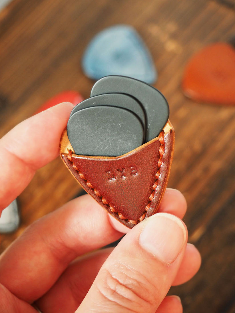 Personalized Teardrop Guitar Pick Holder #Whiskey Brown  | Handmade Leather Goods | Personalized Gifts | ES Corner