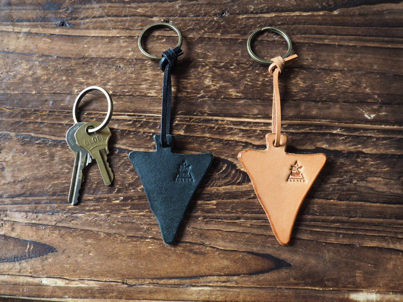 ES Corner Triangle Leather Keychain Black Natural Nude Key Holder Gifts idea